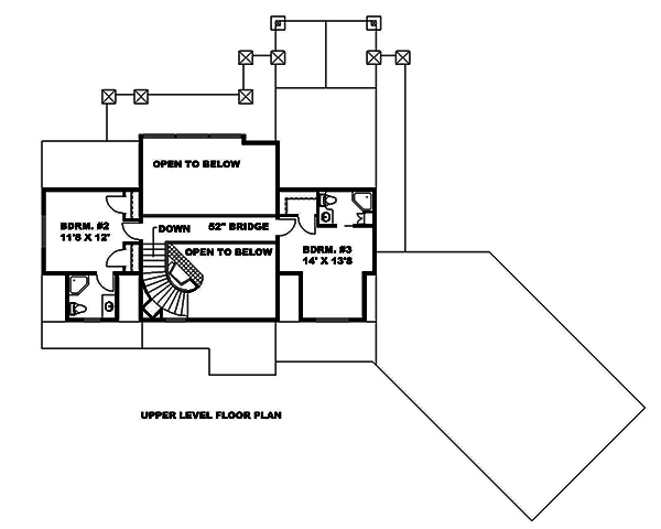 Floor Plan Second Story of Modern Plan #132-1614