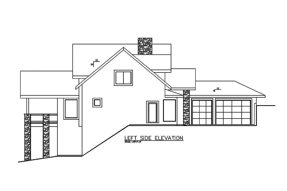 Home Plan Left Elevation of this 4-Bedroom,3695 Sq Ft Plan -132-1614
