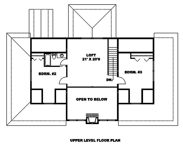Floor Plan Second Story of Southern Plan #132-1615