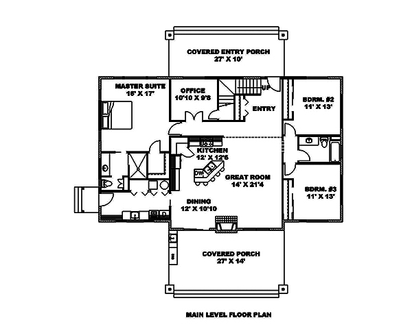 Floor Plan First Story of Country Plan #132-1616