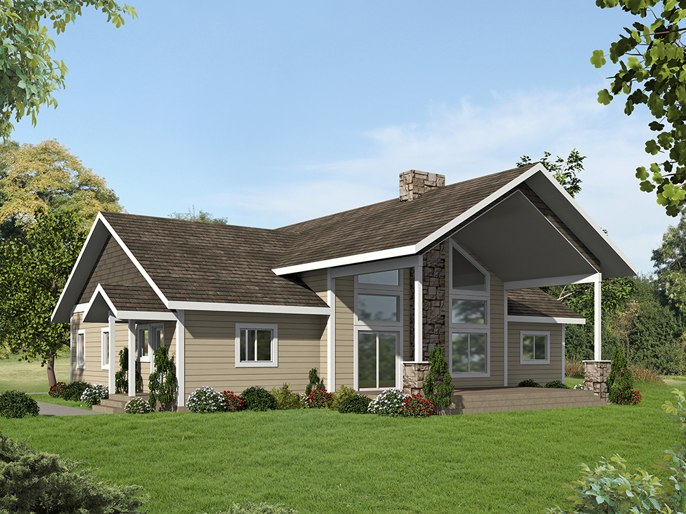 Front Elevation of this Country House (#132-1616) at The Plan Collection.