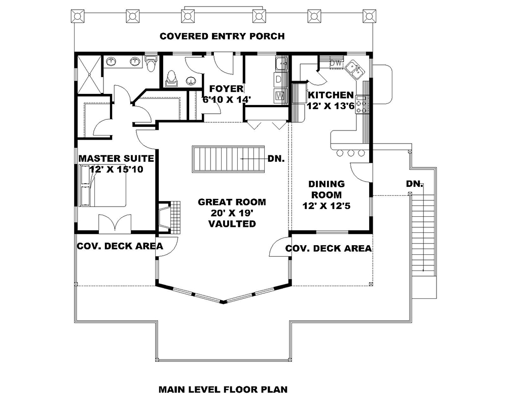 Floor Plan First Story of Craftsman Plan #132-1617