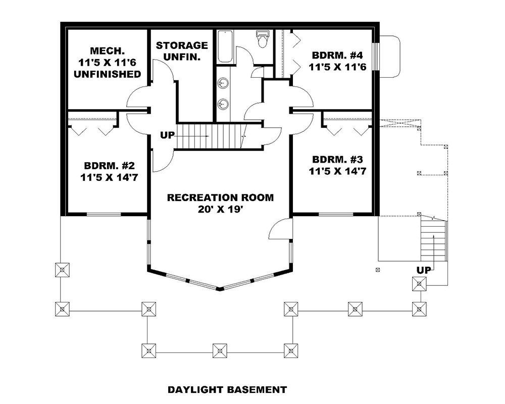 Floor Plan Basement of Craftsman Plan #132-1617