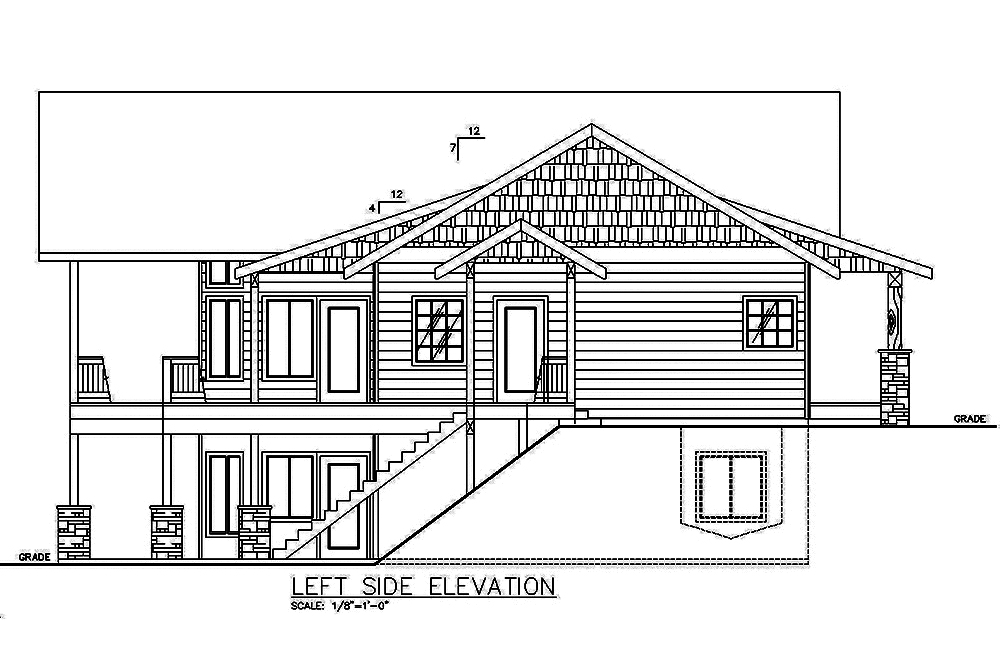 Home Plan Left Elevation of this 4-Bedroom,2972 Sq Ft Plan -132-1617