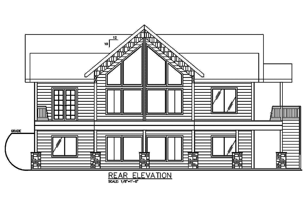 Home Plan Rear Elevation of this 4-Bedroom,2972 Sq Ft Plan -132-1617