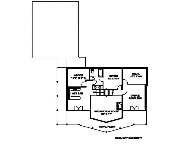 Floor Plan Basement of Craftsman Plan #132-1618