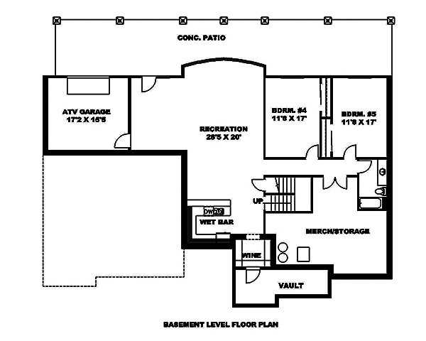 Floor Plan Basement of Craftsman Plan #132-1620