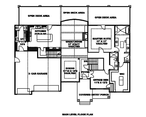 Floor Plan First Story of Craftsman Plan #132-1620