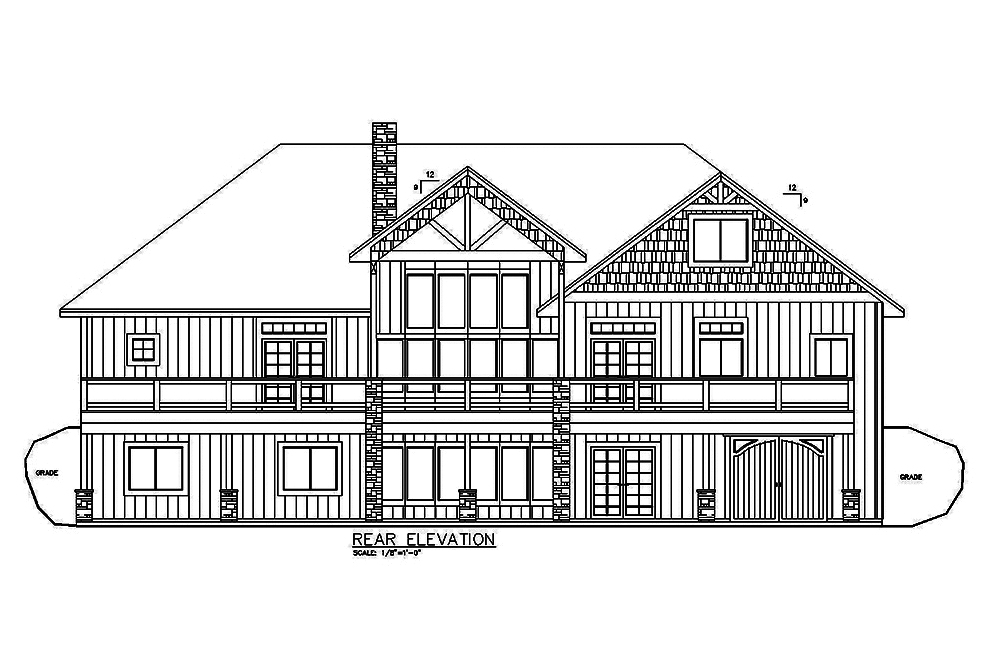 Home Plan Rear Elevation of this 5-Bedroom,5545 Sq Ft Plan -132-1620