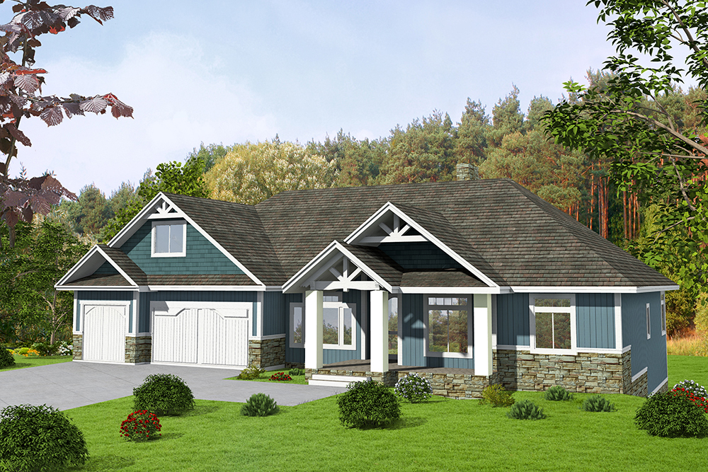Front Elevation of this Craftsman House (#132-1620) at The Plan Collection.