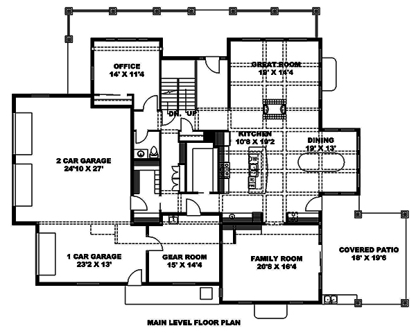 Floor Plan First Story of Craftsman Plan #132-1621