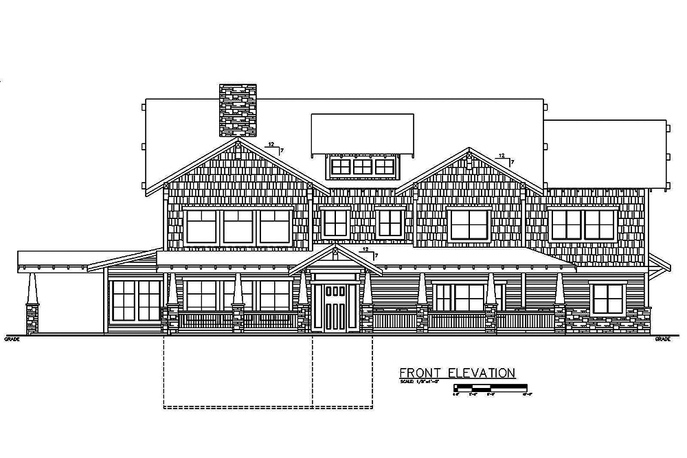 Home Plan Front Elevation of this 6-Bedroom,5828 Sq Ft Plan -132-1621