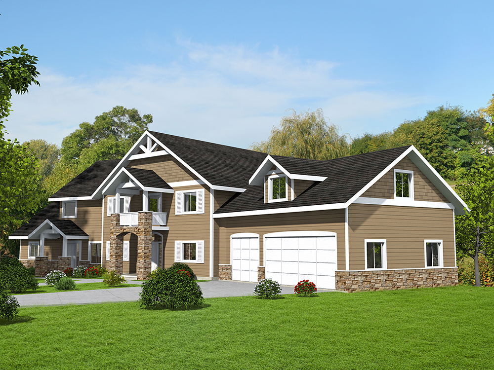 Front Elevation of this Craftsman House (#132-1622) at The Plan Collection.