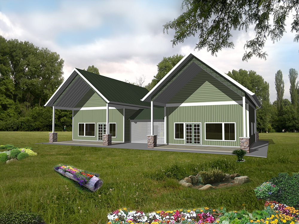 Rear View of this 2-Bedroom, 998 Sq Ft Plan - 132-1623