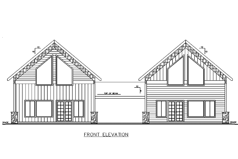 Home Plan Front Elevation of this 2-Bedroom,998 Sq Ft Plan -132-1623