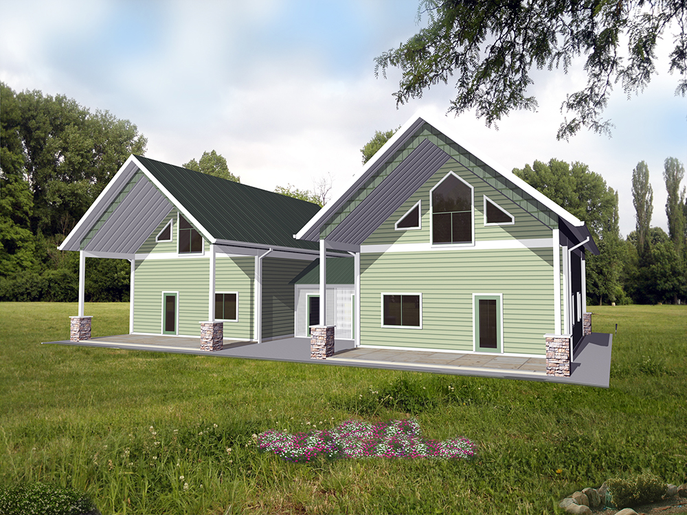 Rear View of this 2-Bedroom, 998 Sq Ft Plan - 132-1623