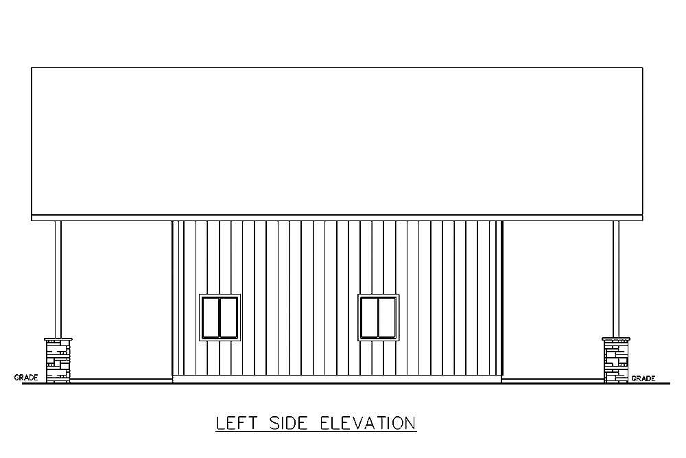 Home Plan Left Elevation of this 2-Bedroom,998 Sq Ft Plan -132-1623