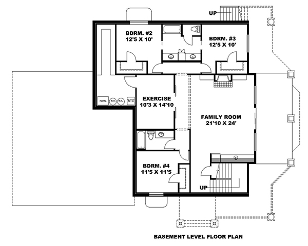 Floor Plan Basement of Craftsman Plan #132-1624