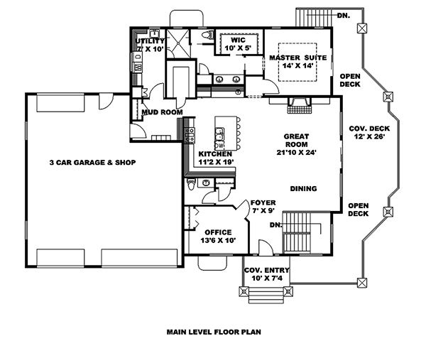Floor Plan First Story of Craftsman Plan #132-1624