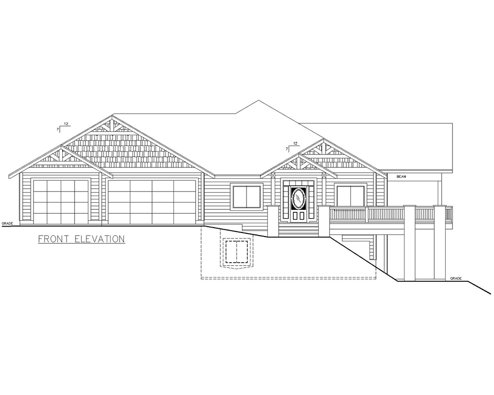 Home Plan Front Elevation of this 5-Bedroom,3744 Sq Ft Plan -132-1624