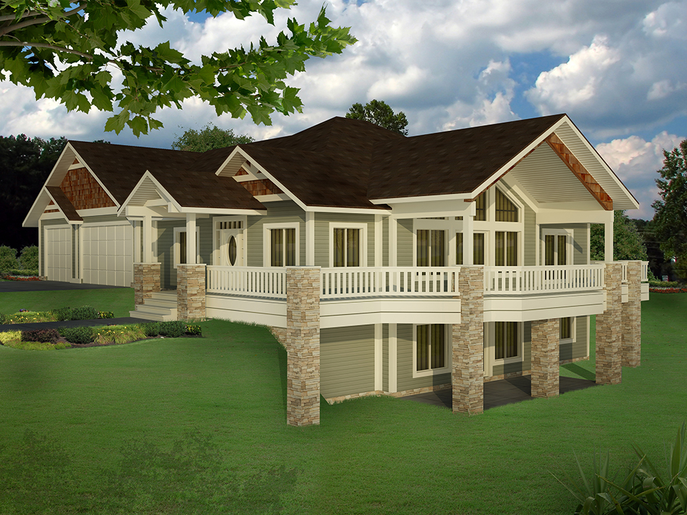 Front Elevation of this Craftsman House (#132-1624) at The Plan Collection.