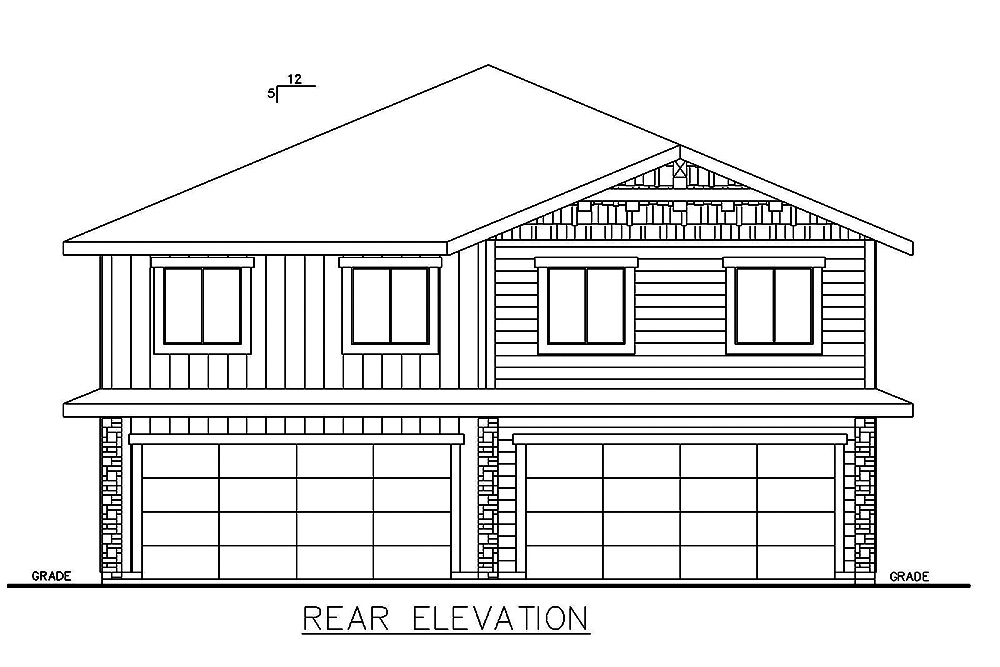 Home Plan Rear Elevation of this 8-Bedroom,3086 Sq Ft Plan -132-1625