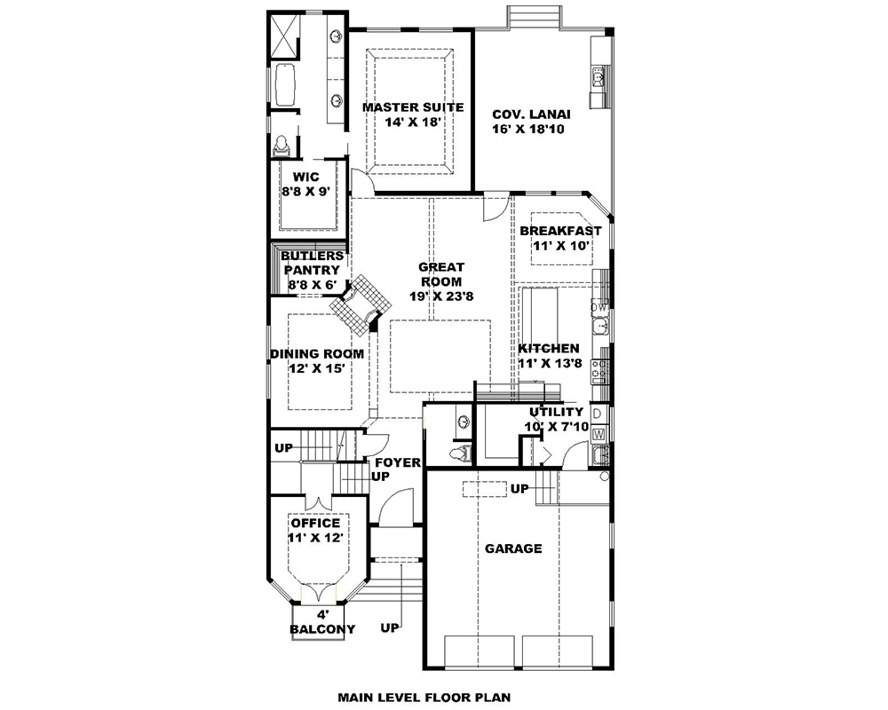 Floor Plan First Story of Southern Plan #132-1627
