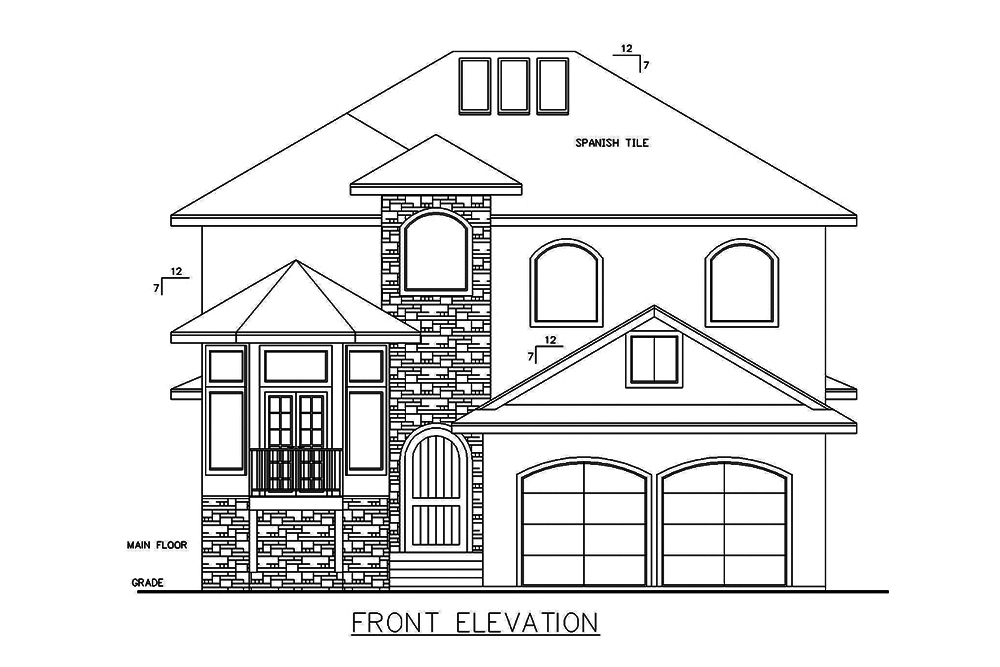 Home Plan Front Elevation of this 3-Bedroom,3390 Sq Ft Plan -132-1627