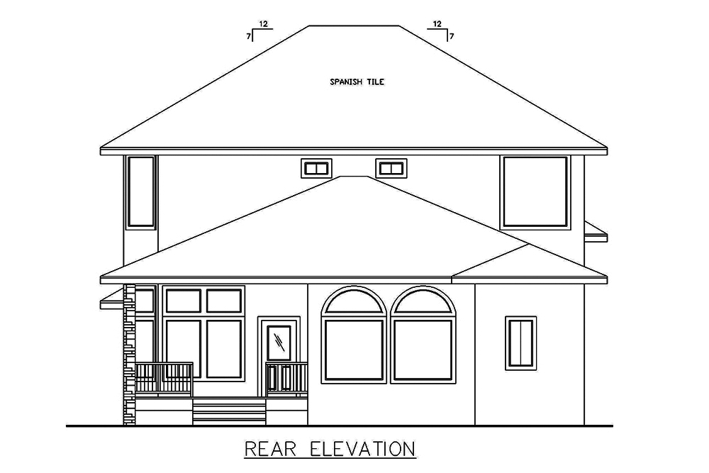 Home Plan Rear Elevation of this 3-Bedroom,3390 Sq Ft Plan -132-1627