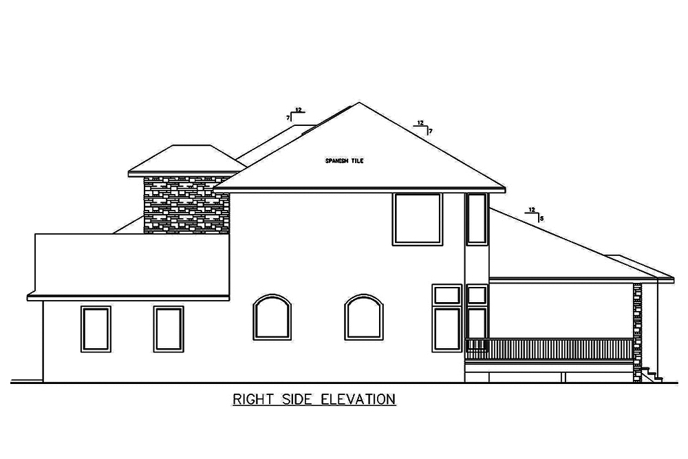 Home Plan Right Elevation of this 3-Bedroom,3390 Sq Ft Plan -132-1627