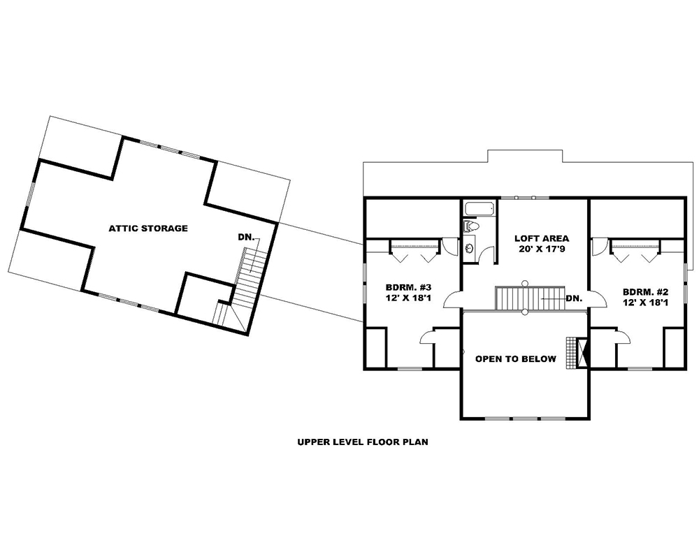 Floor Plan Second Story of Craftsman Plan #132-1628