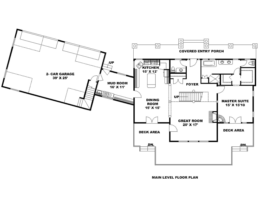Floor Plan First Story of Craftsman Plan #132-1628