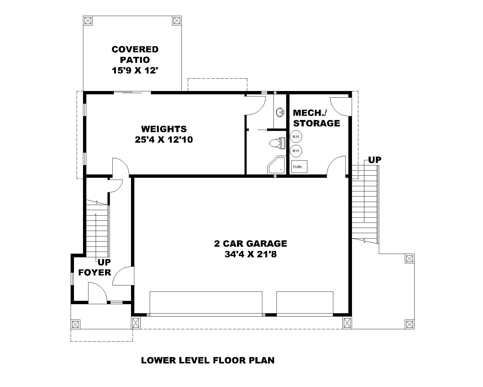 Floor Plan Basement of Contemporary Plan #132-1629