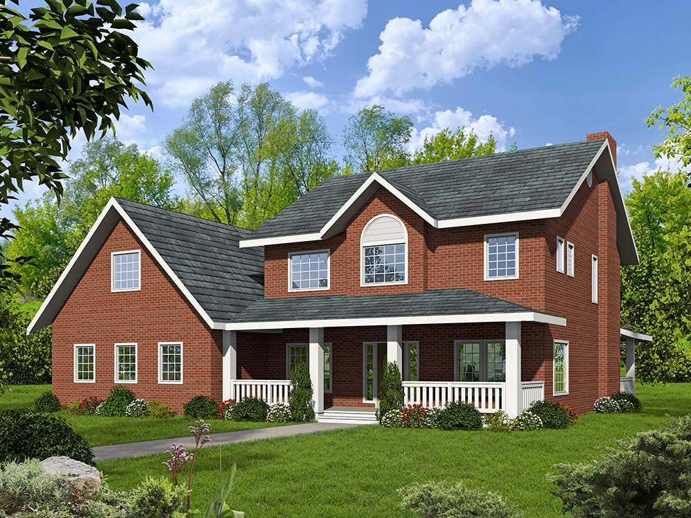 Front Elevation of this Farmhouse House (#132-1630) at The Plan Collection.