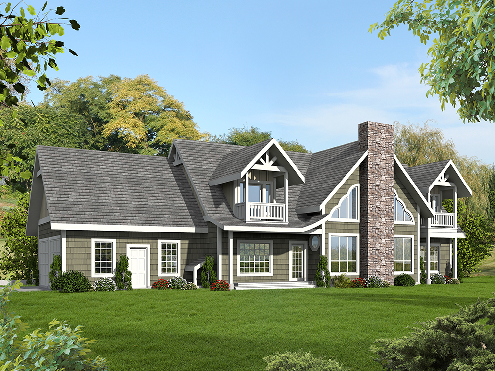 Front elevation of Transitional home (ThePlanCollection: House Plan #132-1631)