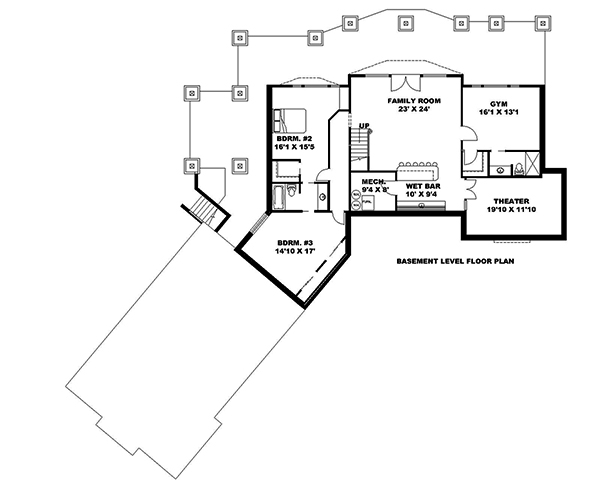Floor Plan Basement of Craftsman Plan #132-1632