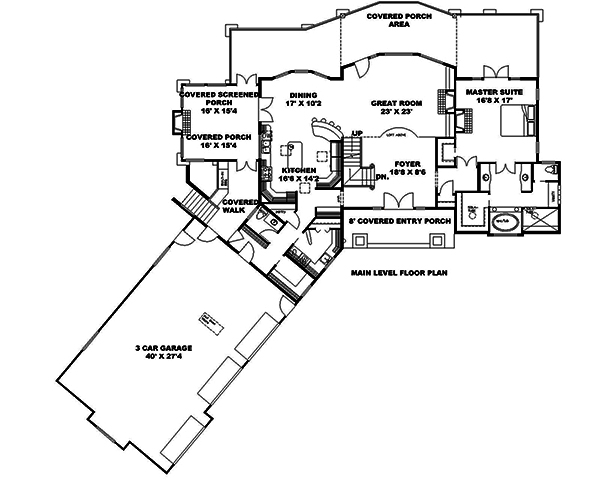 Floor Plan First Story of Craftsman Plan #132-1632
