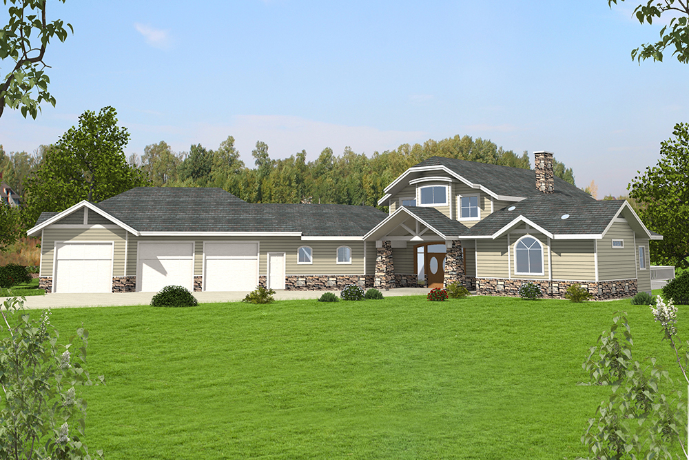 Front Elevation of this Craftsman House (#132-1632) at The Plan Collection.