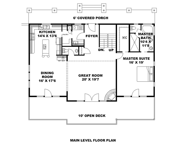 Floor Plan First Story of Craftsman Plan #132-1633