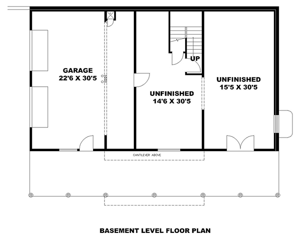 Floor Plan Basement of Craftsman Plan #132-1633