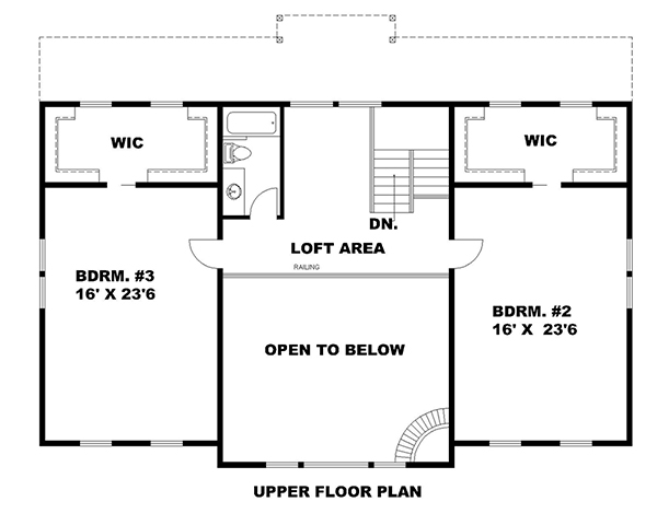 Floor Plan Second Story of Craftsman Plan #132-1633