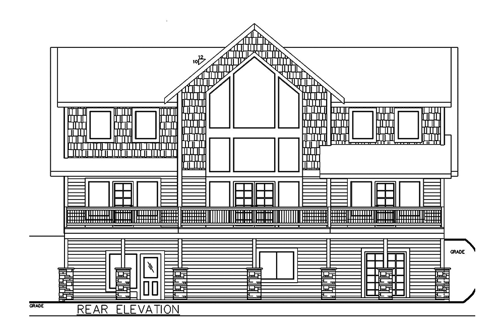 Home Plan Rear Elevation of this 3-Bedroom,4251 Sq Ft Plan -132-1633