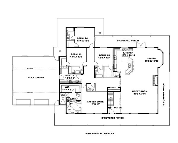 Floor Plan First Story of Craftsman Plan #132-1634