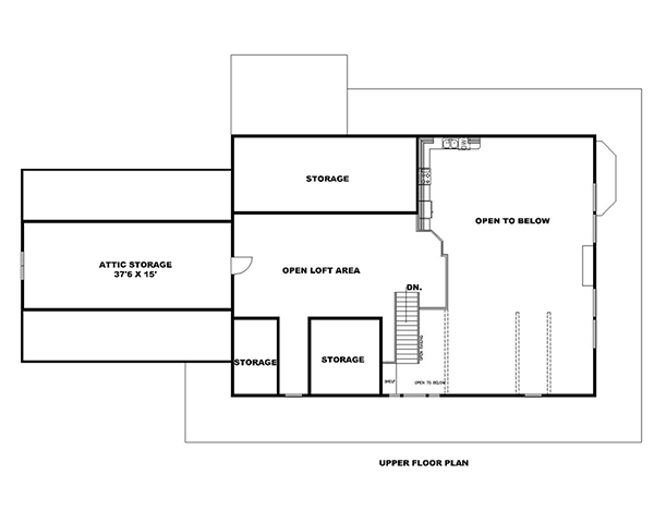 Floor Plan Second Story of Craftsman Plan #132-1634