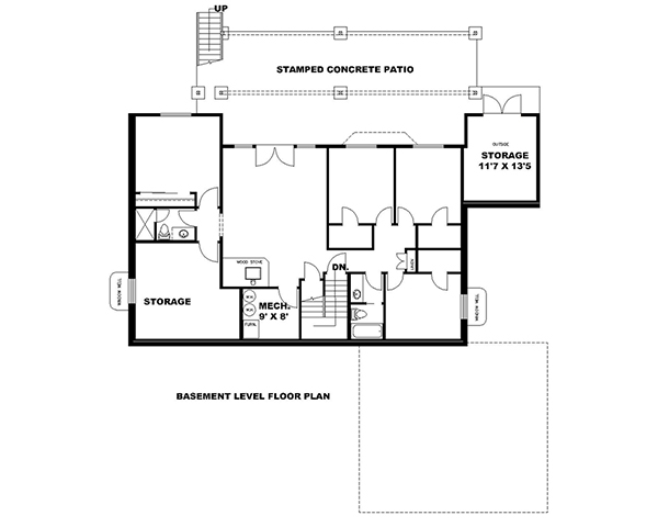 Floor Plan Basement of Craftsman Plan #132-1635