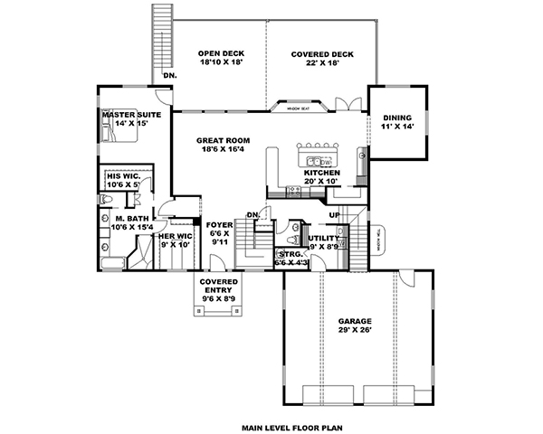 Floor Plan First Story of Craftsman Plan #132-1635