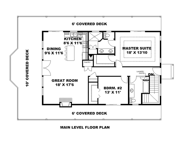 Floor Plan First Story of Cottage Plan #132-1637