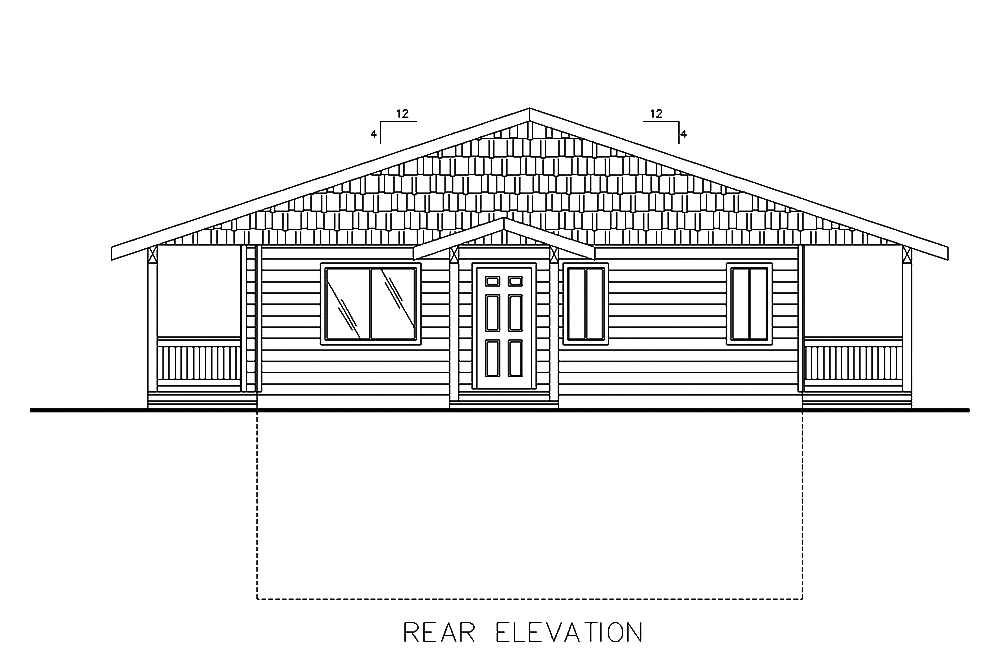 Home Plan Rear Elevation of this 2-Bedroom,2025 Sq Ft Plan -132-1637