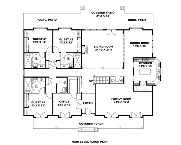 Floor Plan First Story of Traditional Plan #132-1639