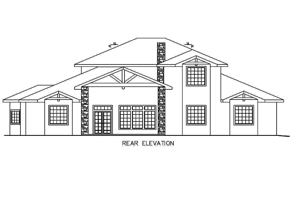 Home Plan Rear Elevation of this 7-Bedroom,5000 Sq Ft Plan -132-1639